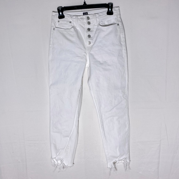 Gap White Cropped Exposed Button Fly Raw Hem Cigarette Jeans 6/28 - Picture 15 of 15